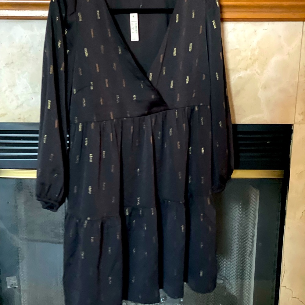 Madewell Black/Gold Mini Dress - NWT